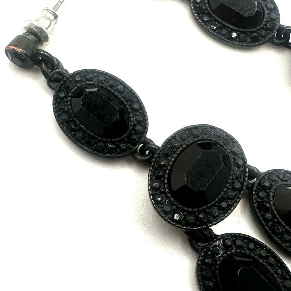 Black beaded long earrings